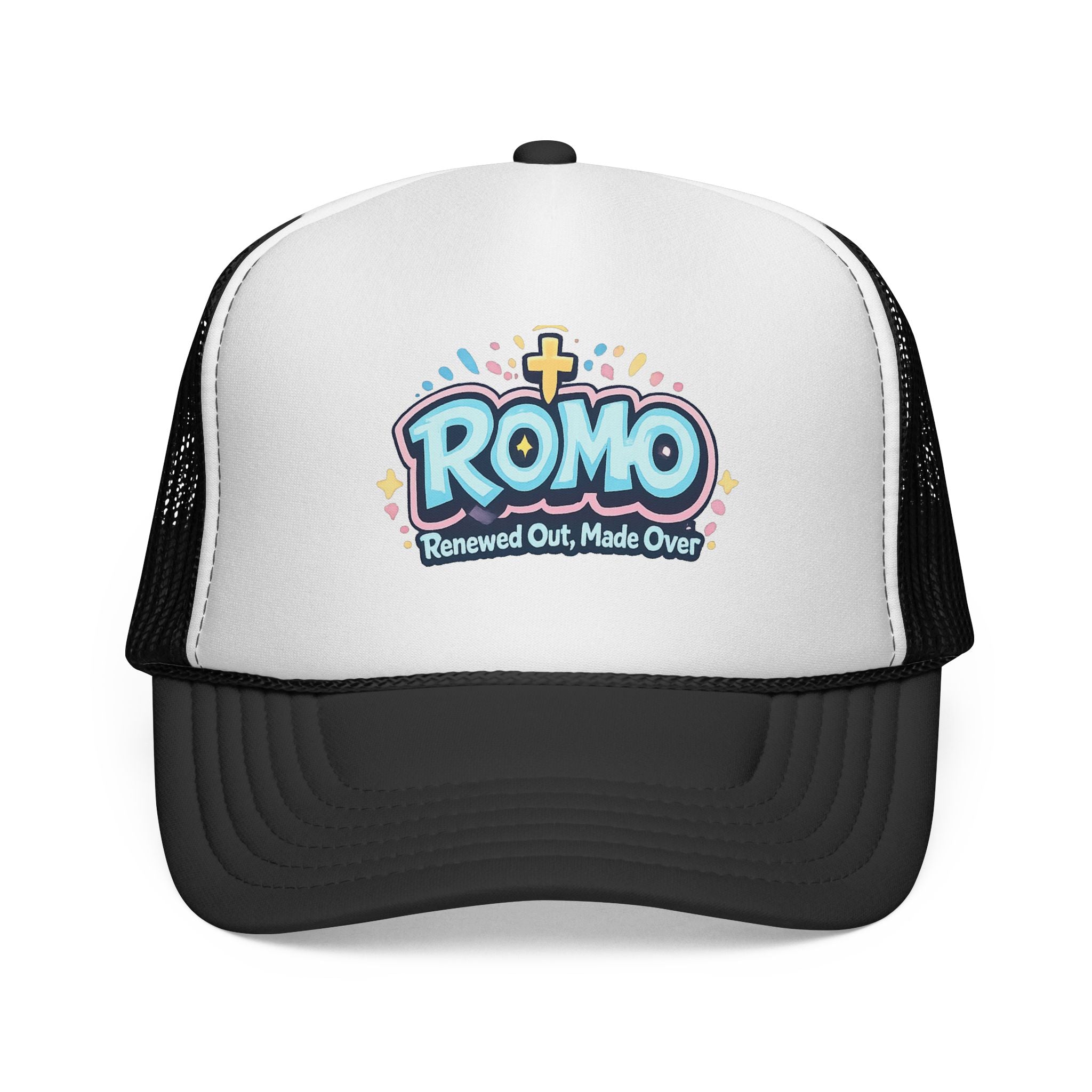 ROMO Trucker Hat — "Renewed Out, Made Over" Christian Mesh Cap
