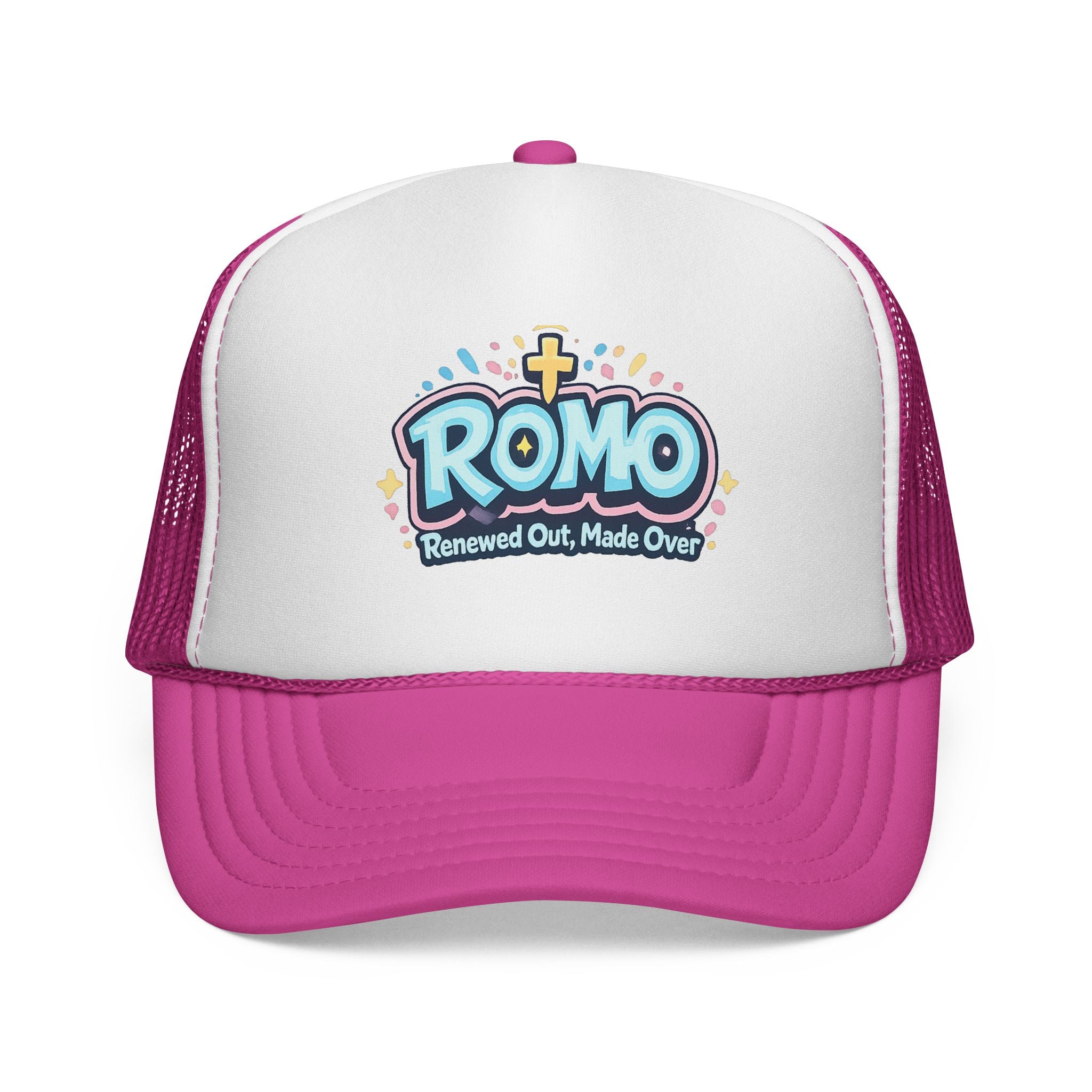 ROMO Trucker Hat — "Renewed Out, Made Over" Christian Mesh Cap