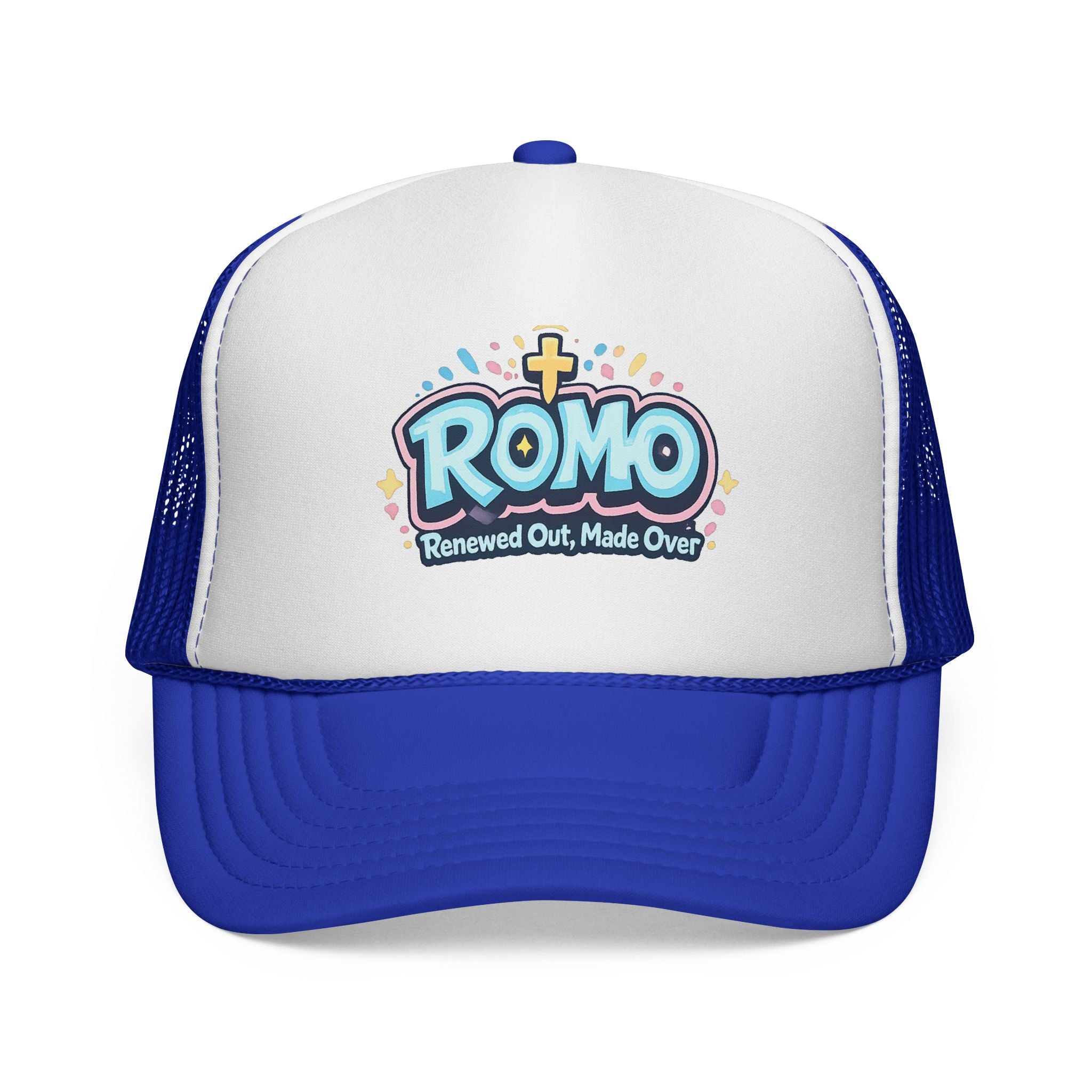 ROMO Trucker Hat — "Renewed Out, Made Over" Christian Mesh Cap