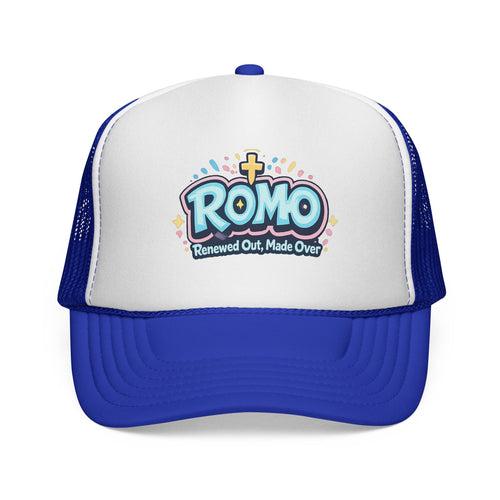 ROMO Trucker Hat — "Renewed Out, Made Over" Christian Mesh Cap